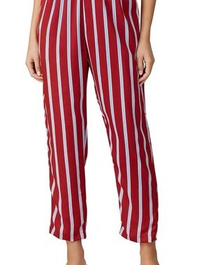 Sweet Baby Jamie Burgundy and light blue Vertical-Stripe Cropped Pants